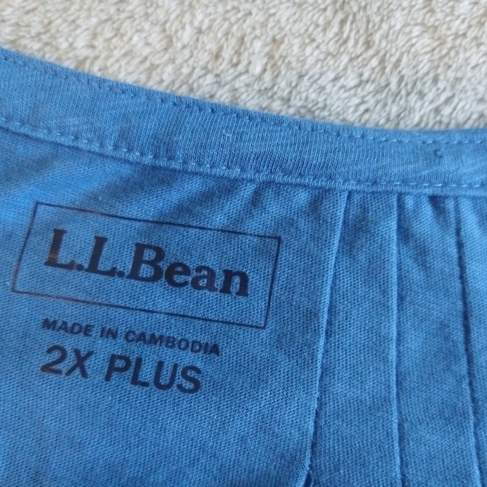 L.L. Bean NWT 100% Organic Cotton Rustic Blue Split Neck 3/4 Sleeve Top Classic - Picture 6 of 10